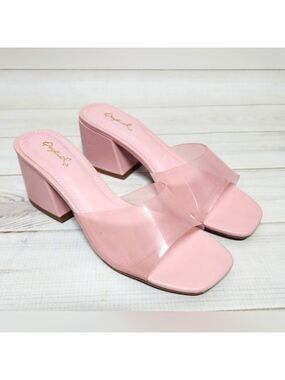Qupid Pink Mule Slide Heel Sandal Size 5.5 - New Without Box